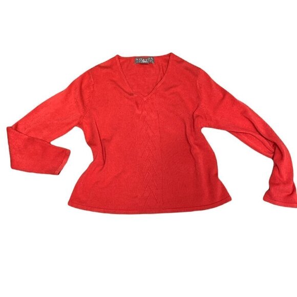 VTG Norton McNaughton So-Soft V-Neck Sweater PL/Petite Large Red 212E - Picture 2 of 6